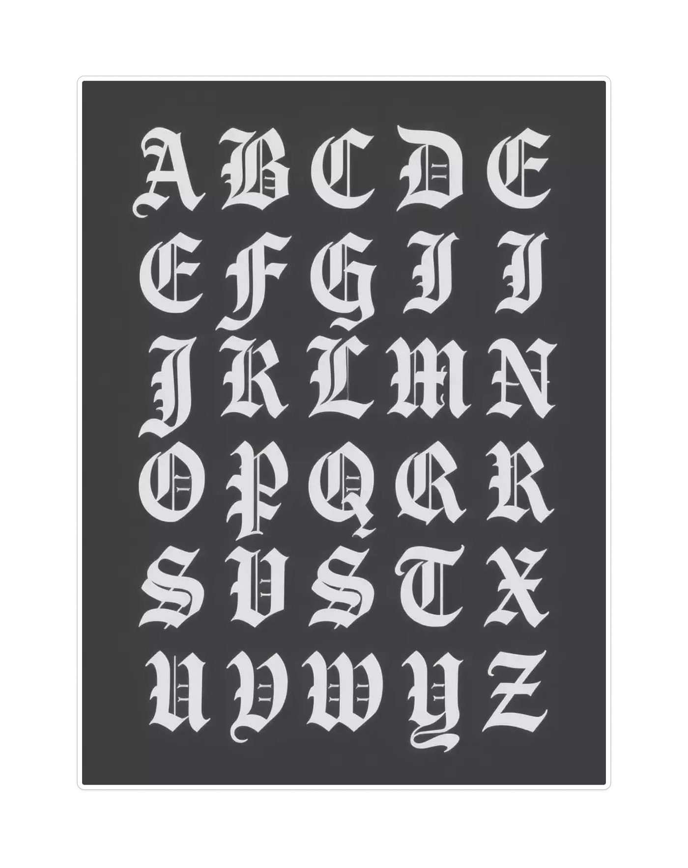 Spécimen Blackletter — alphabet gothique de A à Z